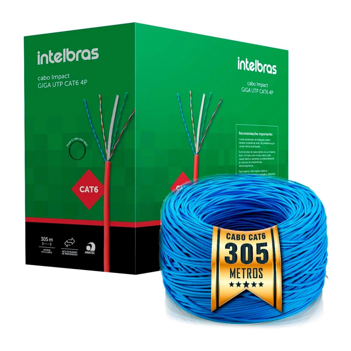 Cabo de Rede Intelbras Cat6 305 m (caixa)